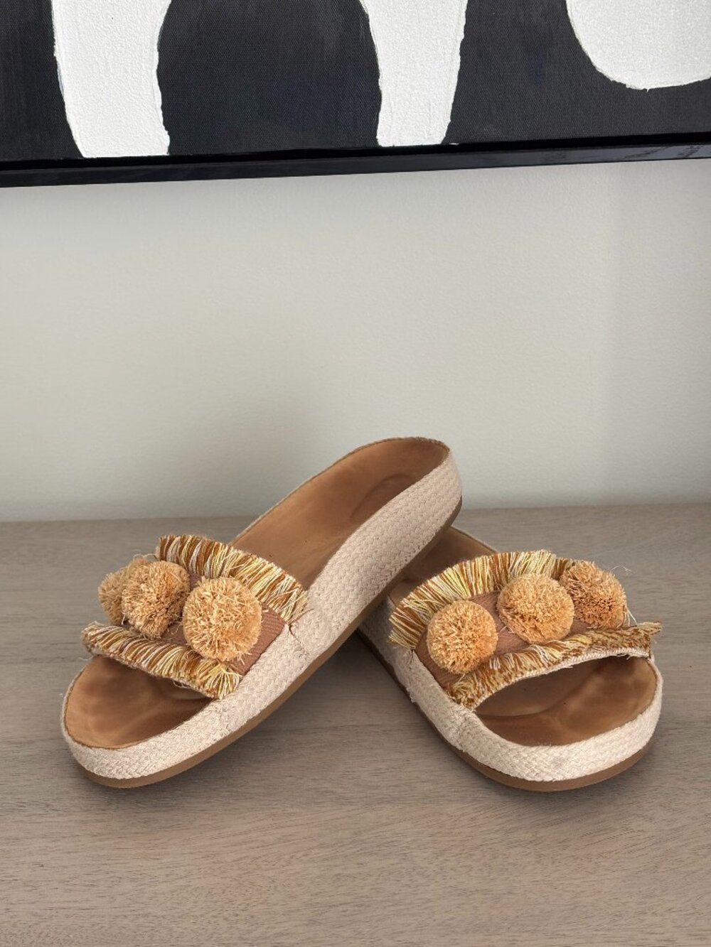 Anthropologie Soludos Raffia Leather Sandals US5